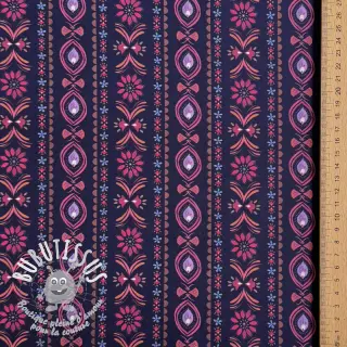 Tissu coton Motif stripe navy digital print