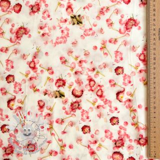 Viscose RAYON POPLIN Pink flowers design B digital print
