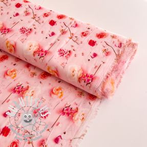 Viscose RAYON POPLIN Pink flowers design F digital print