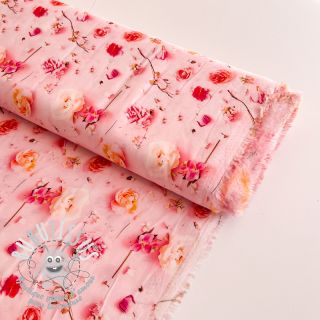 Viscose RAYON POPLIN Pink flowers design F digital print