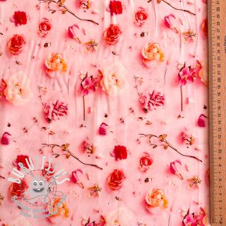 Viscose RAYON POPLIN Pink flowers design F digital print