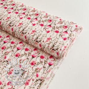 Viscose RAYON POPLIN Pink flowers design A digital print