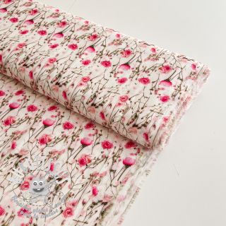 Viscose RAYON POPLIN Pink flowers design A digital print