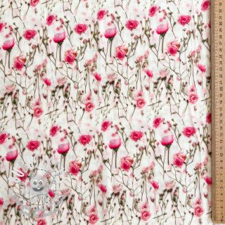 Viscose RAYON POPLIN Pink flowers design A digital print