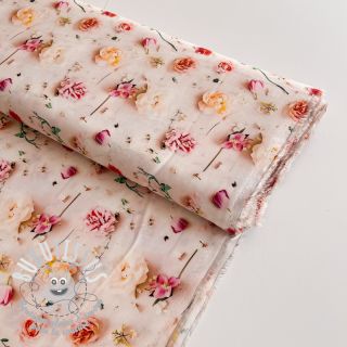 Viscose RAYON POPLIN Pink flowers design E digital print