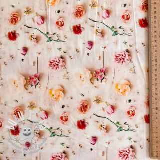 Viscose RAYON POPLIN Pink flowers design E digital print