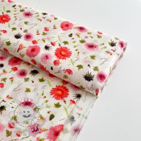 Viscose RAYON POPLIN Pink flowers design C digital print