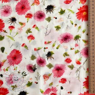 Viscose RAYON POPLIN Pink flowers design C digital print