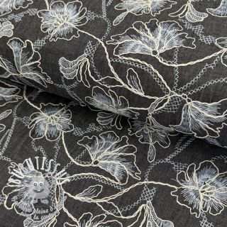 Tissu coton JEANS EMBROIDERY Lisa design C
