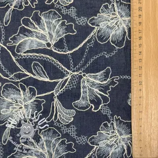 Tissu coton JEANS EMBROIDERY Lisa design A