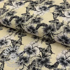 Viscose lin Hibiscus digital print