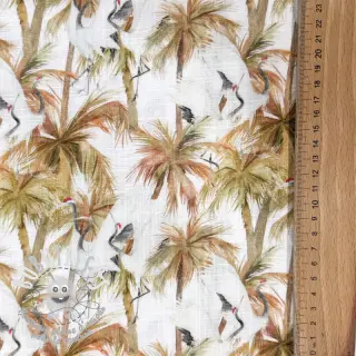 Viscose lin Crane bird design A digital print
