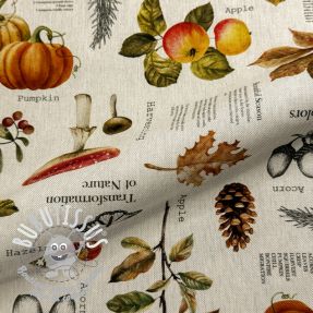 Tissu déco premium Linenlook Fall Harvest Recipe digital print