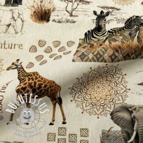 Tissu déco premium Linenlook Wildlife Safari Trip digital print
