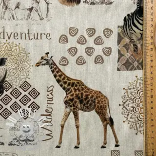 Tissu déco premium Linenlook Wildlife Safari Trip digital print
