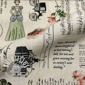 Tissu déco premium Linenlook Regal Newspaper digital print