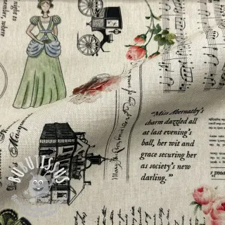 Tissu déco premium Linenlook Regal Newspaper digital print