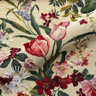 Tissu déco GOBELIN PREMIUM Rose Tullip Bouquet