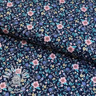 Tissu coton Flowers Tara navy design B digital print