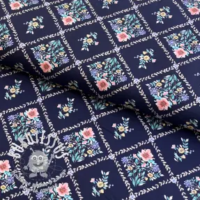 Tissu coton Flowers Tara navy design A digital print