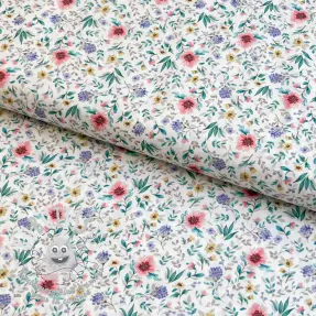 Tissu coton Flowers Tara off white design B digital print
