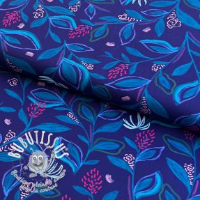 Tissu coton Leaves cobalt digital print
