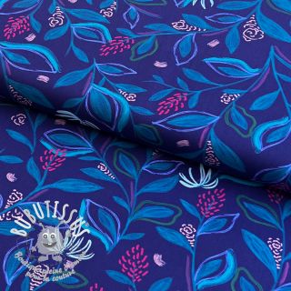 Tissu coton Leaves cobalt digital print