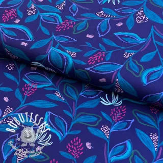 Tissu coton Leaves cobalt digital print