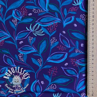 Tissu coton Leaves cobalt digital print
