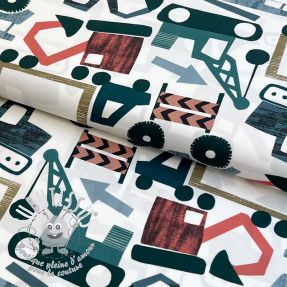 Tissu coton Vehicles off white digital print