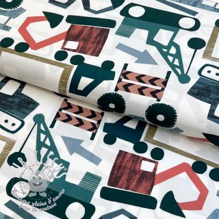 Tissu coton Vehicles off white digital print