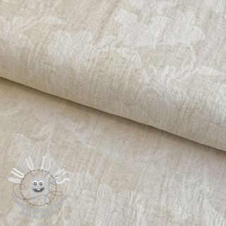 Tissu coton Lin JACQUARD Flowers natural