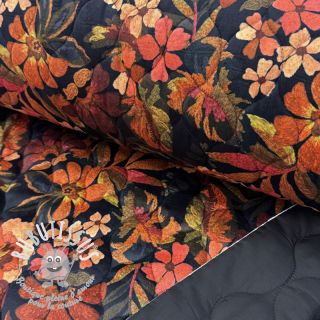 Tissu matelassé VELVET Flower flame orange