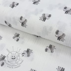 Tissu double gaze/mousseline Animals design A digital print ORGANIC