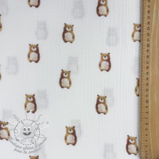 Tissu double gaze/mousseline Animals design B digital print ORGANIC
