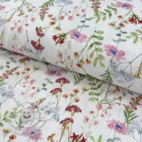 Tissu double gaze/mousseline Flower Sabrina white digital print