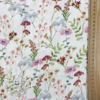 Tissu double gaze/mousseline Flower Sabrina white digital print