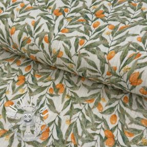 Tissu double gaze/mousseline Leaves off white digital print