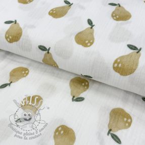 Tissu double gaze/mousseline Pears design B digital print