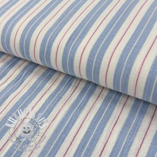 Tissu double gaze/mousseline YARN DYED Line blue