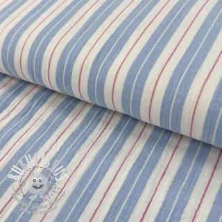 Tissu double gaze/mousseline YARN DYED Line blue