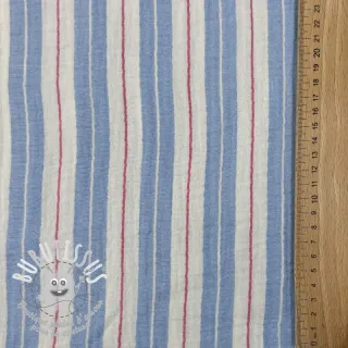Tissu double gaze/mousseline YARN DYED Line blue