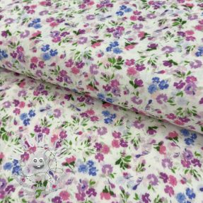 Tissu double gaze/mousseline Flower Michaela off white digital print