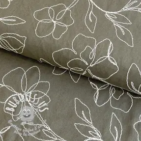 Viscose lin EMBROIDERY Flower Danielle pickle