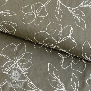 Viscose lin EMBROIDERY Flower Danielle pickle