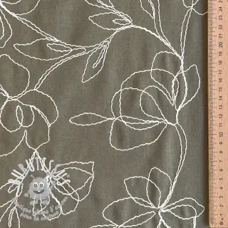 Viscose lin EMBROIDERY Flower Danielle pickle