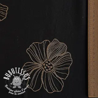 Viscose lin EMBROIDERY Flower Maya black