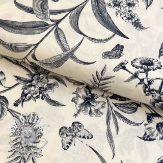 Viscose lin Floweria navy