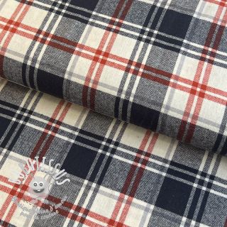 Tissu coton YARN DYED CHECK BRUSHED navy brick