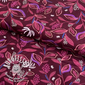 Tissu coton Leaves bordeaux digital print